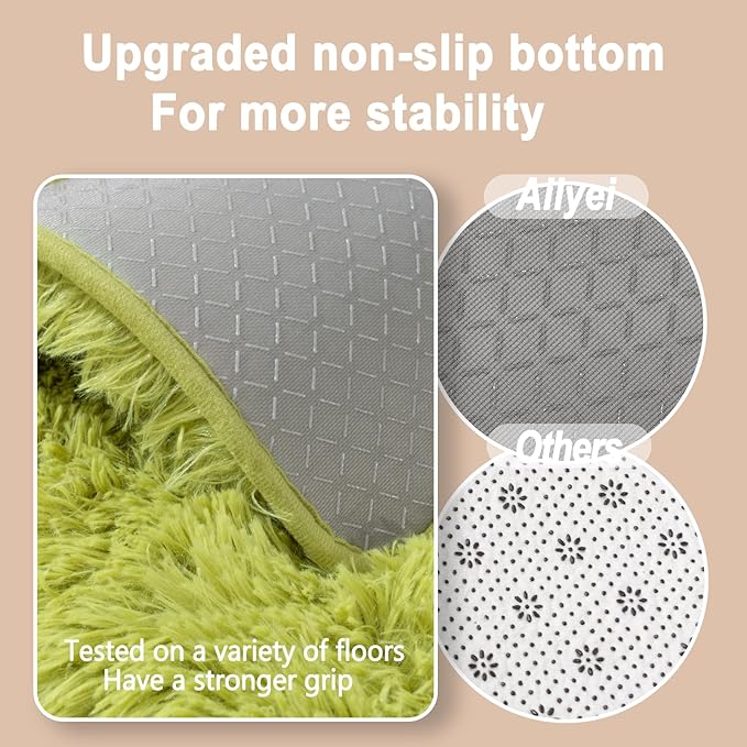 Soft Runner Rugs for Bedroom Hallways, 2x4 Grass Green Fluffy Shag Throw Area - Image 2