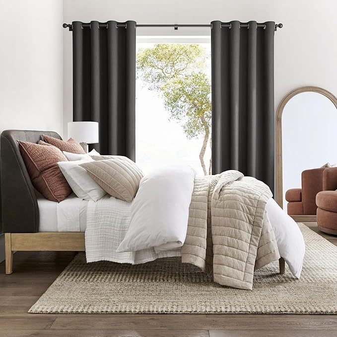 NICETOWN Room Darkening Draperies Curtains Panels, 2 Panels Grey W52 x L72 - Image 2