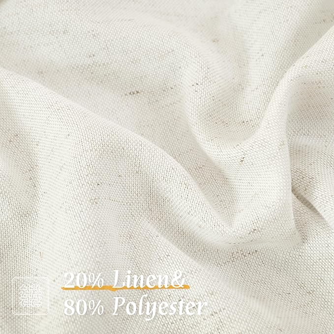 LAMIT Natural Ivory Linen Curtains 45 Inches Long - Image 2