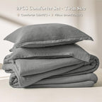 David's Home Cotton Softer Muslin Comforter Set, Twin Size, Grey