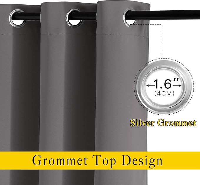 NICETOWN Gray Blackout Curtains - Image 2