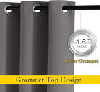 NICETOWN Grey Blackout Curtains 108 inches Long - Image 2