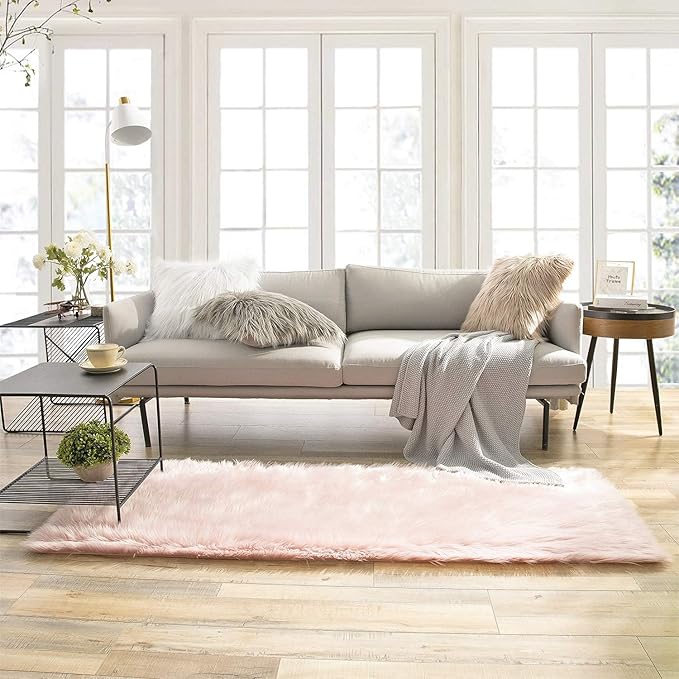 Ashler faux fur rug, Fluffy Shaggy Area Rug Ultra Soft 2.2 x 6 Feet Rectangle - Image 2