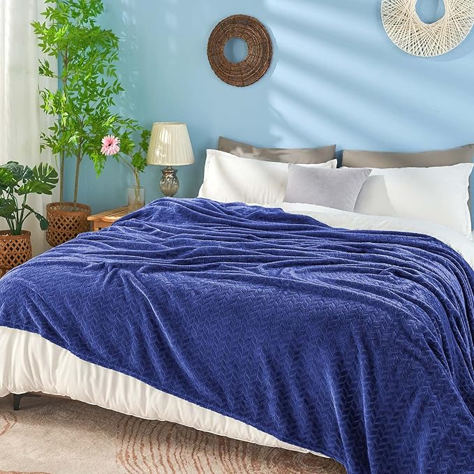inhand Royal Blue Throw Blanket, Super Soft Fuzzy Blanket - Image 4