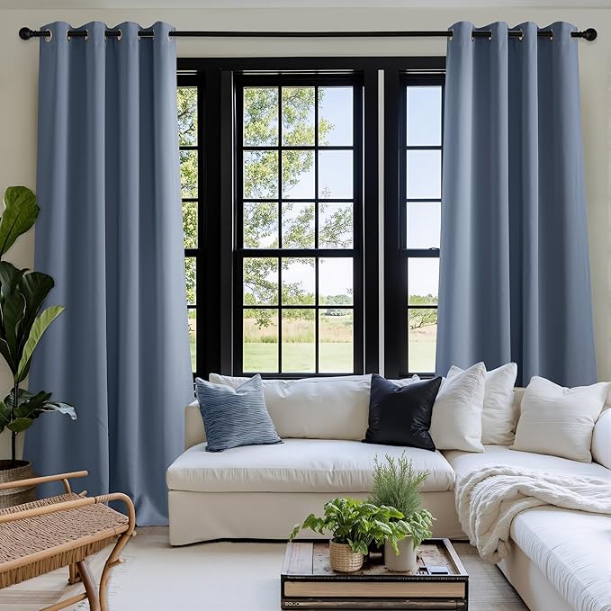 NICETOWN Blackout Curtains Grommet 2 Panels 72 Inches Long, Stone Blue - Image 3