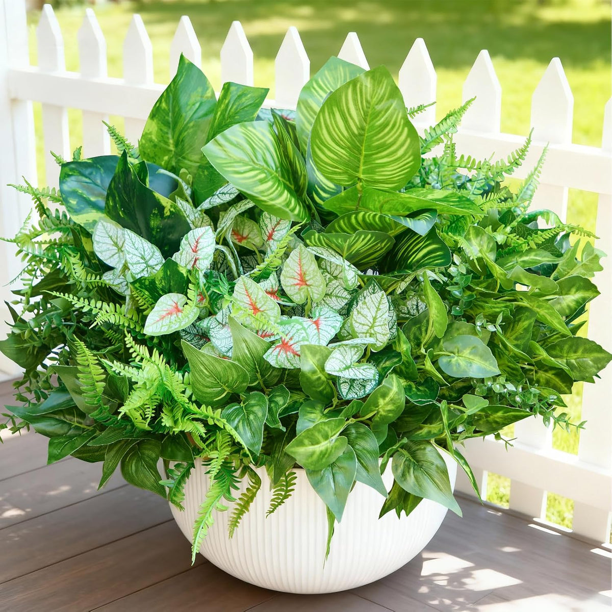 12 Bundles Artificial Plants Outdoor, UV Resistant Greenery