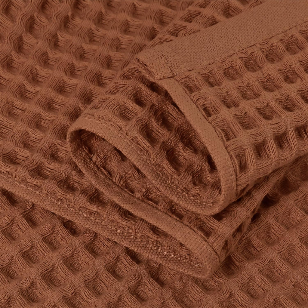 Waffle Bath Towels Set of 2 (Rust) - Fall Bathroom Decor, Large 31” x 62”