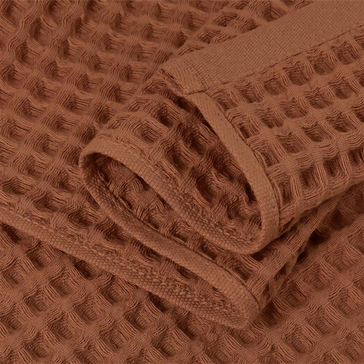 Waffle Bath Towels Set of 2 (Rust) - Fall Bathroom Decor, Large 31” x 62”