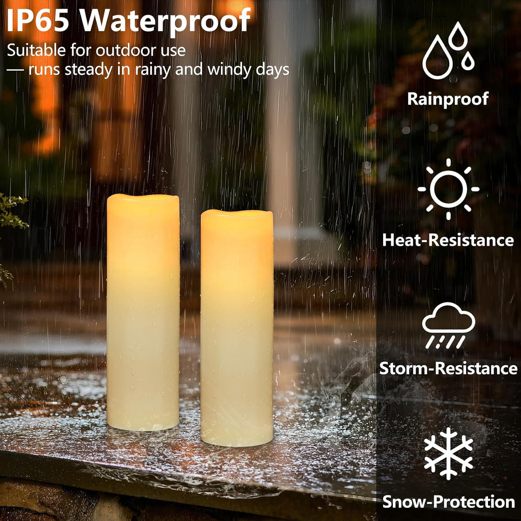 14" x 4" Large Outdoor Waterproof Candles with Timer Remote, 4 Pack