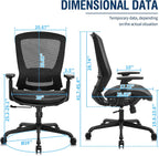 ELABEST Ergonomic Mesh Office Chair,Comfy Computer Desk Chair - BIFMA 5.1 Certified Commercial Swivel Task Chair for Home Office - Adjustable Lumbar Support & Armrests,Tilt Function,Wide Seat (Black)