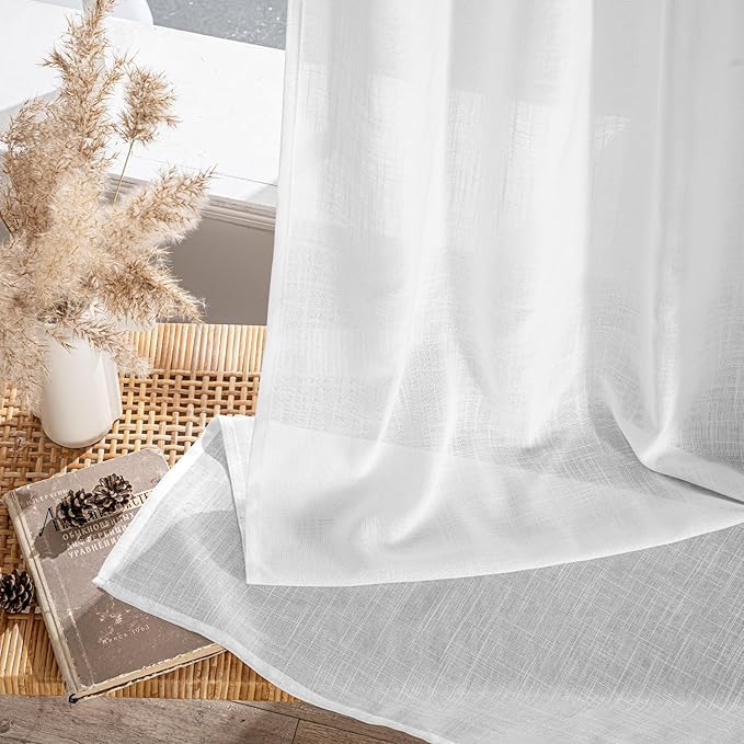MIULEE White Linen Curtains 94 Inch Long 2 Panels - Image 7