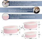 NaturalCozy 3-Piece Oval Storage Basket Set– Cotton Rope Woven Baskets for Storage, Gift Basket Empty, Toy Basket, Soft Baby Basket for Nursery, Cat Dog Toy Baskets, Small Basket (Off White & Pink)