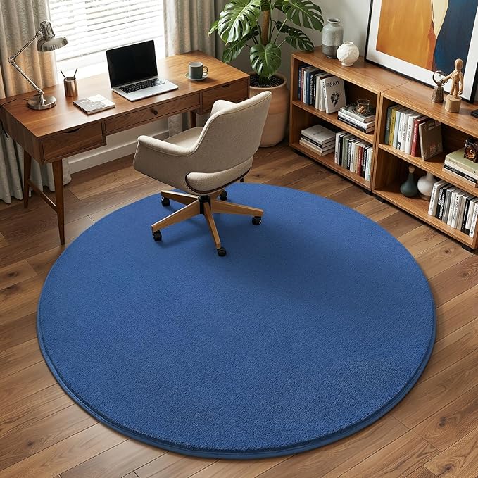 Amearea Blue Round Area Rugs 4ft Washable Circle Rugs - Image 8