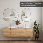 PERFNIQUE Irregular Asymmetrical Wall Mirror, 32"x24" Black Bathroom Mirror