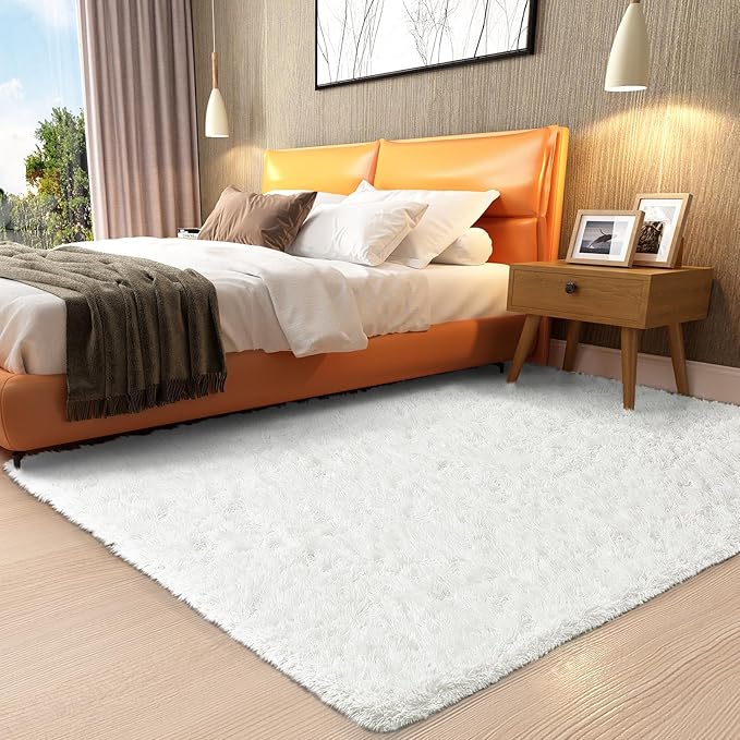 Ophanie White Rugs for Bedroom Fluffy, Girls Kids Baby Shaggy Shag Fuzzy Soft by Ophanie