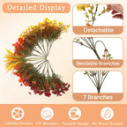 Fall Artificial Flowers Fake Mums UV Resistant for Outdoors Garden Decor