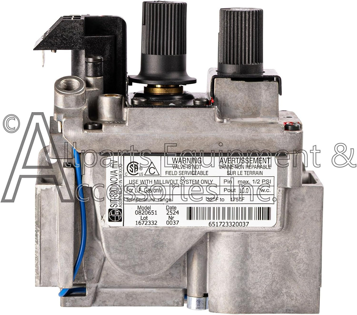 SIT-820 Nova Propane Gas mV Model 0820651 Replacement Valve for Fireplaces Stoves and Gas Logs Replacement OEM Component for Direct Vent Hearth Products and Direct Vent Appliances