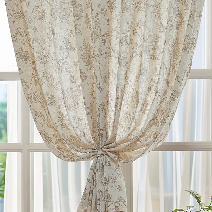 jinchan Linen Floral Curtains for Living Room - Image 6