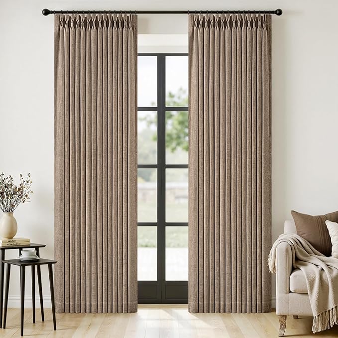 MIULEE Pinch Pleated Thick Linen Curtains 84 Inches Long 2 Panels by MIULEE