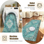 Washable Area Rug 2'6'' x 8' Vintage Traditional Persian Mat - Image 7