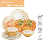 UP Pumpkin Melamine Dinnerware Set, 16-Piece Service for 4