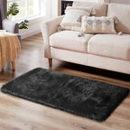 Ciicool Black Fur Fluffy Rug, 2x4 ft Small Faux Fur Rug - Image 2