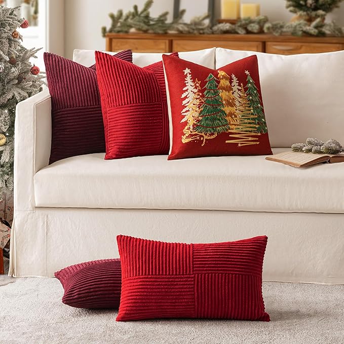 MIULEE Christmas Red Decorative Lumbar Throw Pillow Covers 12x20 Inch - Image 5