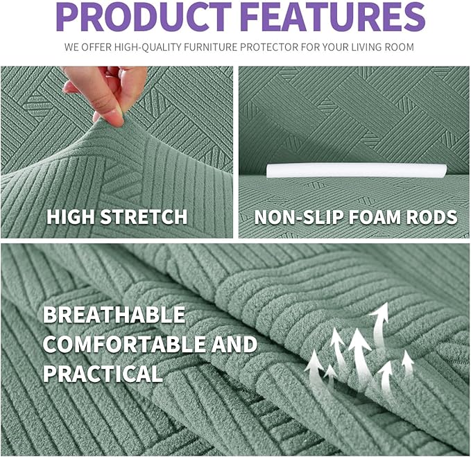 ZNSAYOTX Super Stretch Chair Slipcover, New Striped Sofa Chair Covers - Image 3