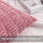 Pack of 2 Corduroy Decorative Throw Pillow Covers 18x18 InchSoft Boho Striped - Image 2