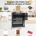 Magnetic File Holder, Magnetic File Organizer Wall Mount, 5 Tier Hanging Mail Organizer Folder Holder, Mesh Desk Accessories and Organizers, Paper Document Magazine Rack with 3 Pen Holder