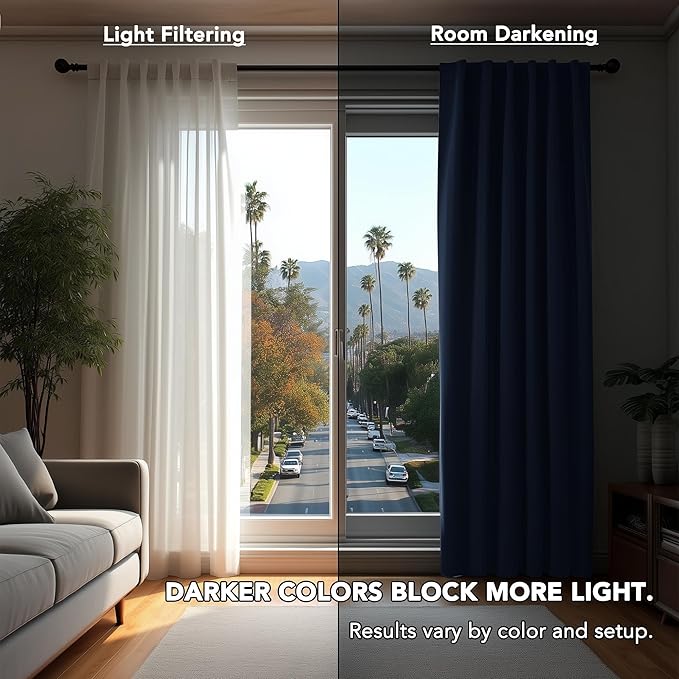 Deconovo Blackout Curtains, Thermal Insulated, W52 x L108 2 Panels, Back Tab - Image 3