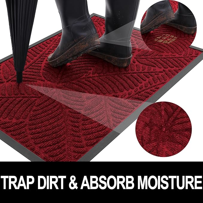 Colorxy Waterproof Doormat, Sturdy Natural Rubber Front Indoor Mat, Non Slip - Image 2