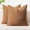 MIULEE Pack of 2 Brown Throw Pillow Covers 18x18 Inch Soft Chenille Pillow by MIULEE