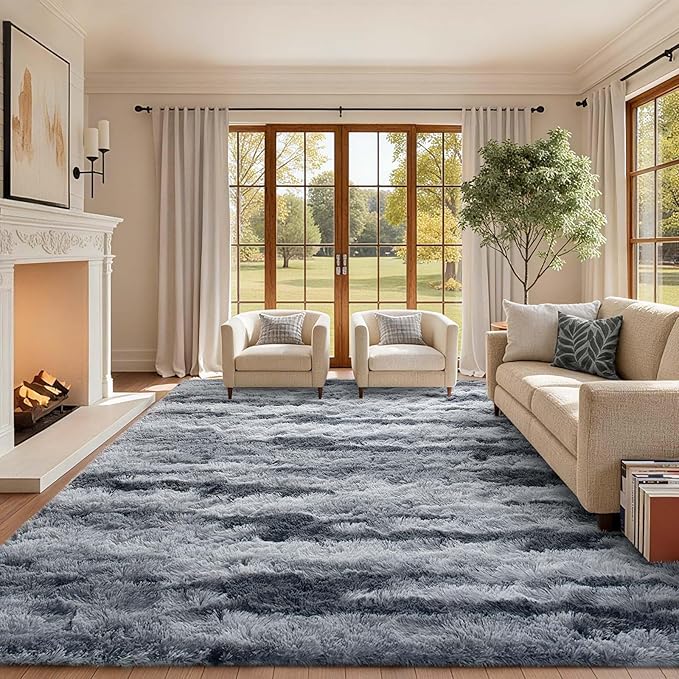 6x9 Ft Large Shag Rugs for Living Room Decor, Tie-Dyed Ultra Soft Fluffy Furry by Cuzwlovita