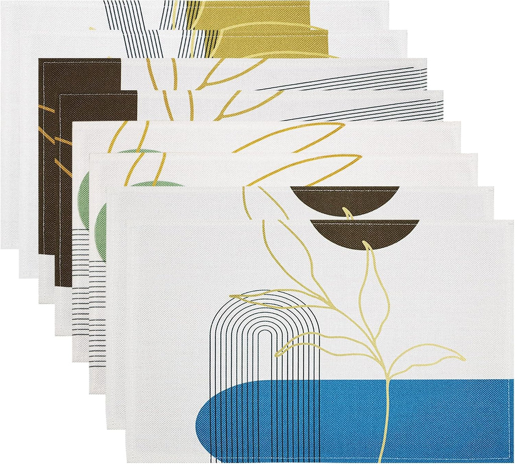 Modern Table Placemats Set of 4 Abstract Leaf Place Mats Colorful Table Mat