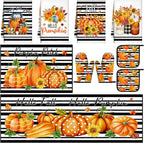 Fourluoo 10 Pcs Fall Kitchen Decor Hello Pumpkin Kitchen Accessories Set