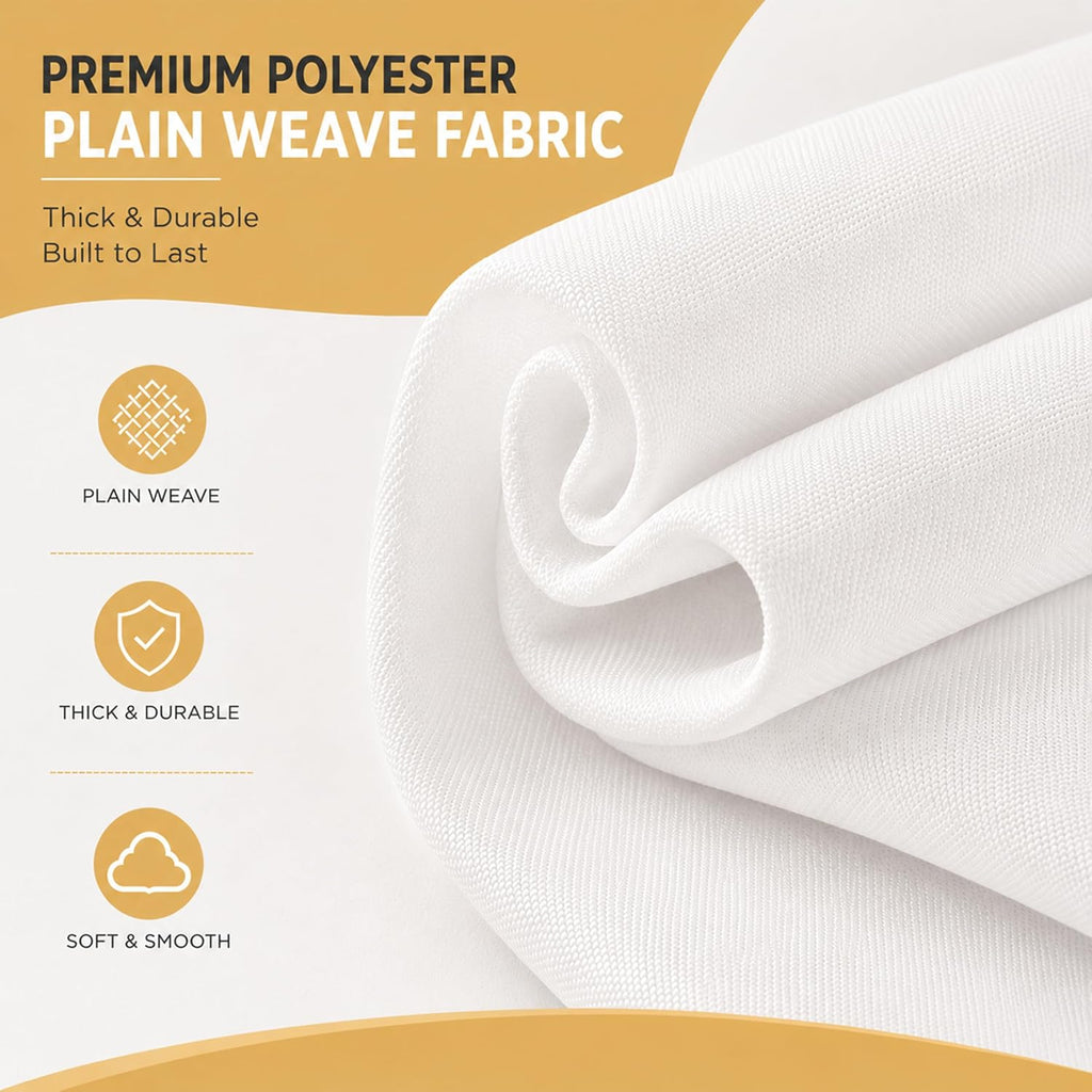 2-Pack 60x102 inch White Table Cloths, Solid Stain and Wrinkle Resistant Oblong Tablecloth, Premium Plain Weave Polyester Fabric Rectangle Table Linen Covers for Hotel, Wedding