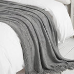 BOURINA Greyish Throw Blanket 50x60 Inches Throw Textured Solid Soft Sofa Couch - Image 4
