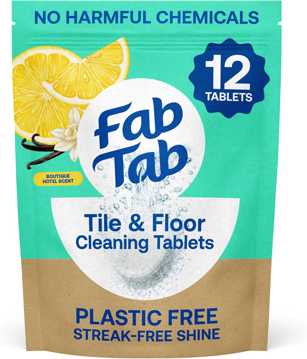 Fab Tab Floor Cleaning Tablets - Tile and Floor Cleaner for Mopping, 12 ct