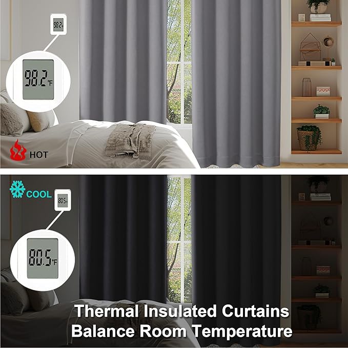 Simplebrand Ava Light Grey Short 36 Inches Blackout Curtain 2 Panels Set - Image 6