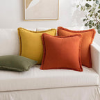 MIULEE Decorative Throw Pillow Covers Neutral Linen Fringe Throw Pillows Euro - Image 7