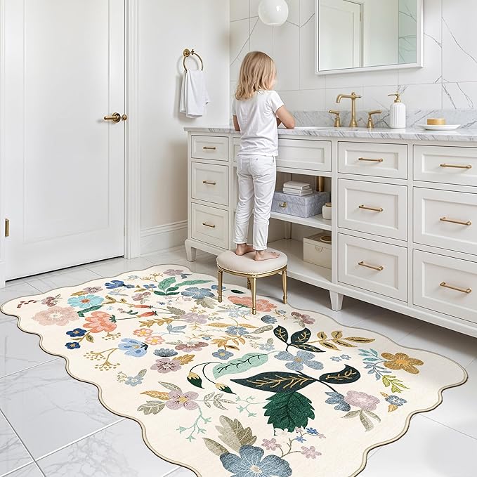 Washable 3x5 Entryway Area Rugs: Ultra Soft Floral Carpet - Image 4