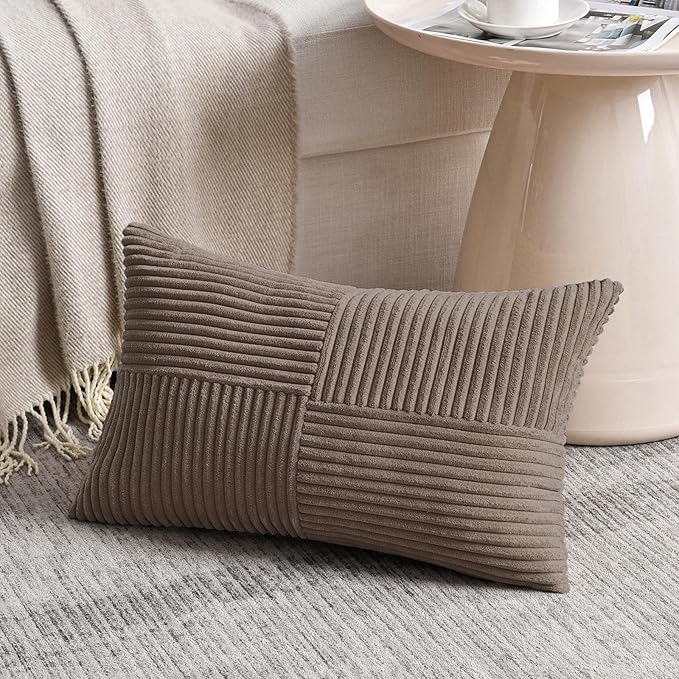 Fancy Homi Set of 2 Light Brown Lumbar Decorative Throw Pillow Covers 16x26 Inch - Image 2
