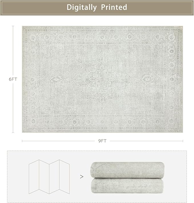 Washable Rugs 6x9 Area Rugs for Living Room, Large Carpets, Ultra Soft Faux - Image 2