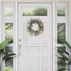 Puleo International 24" Artificial Echinops Floral Spring Door Wreath, Green/Purple