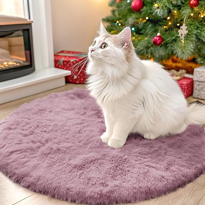 OLANLY Blush Round Rugs for Bedroom by OLANLY