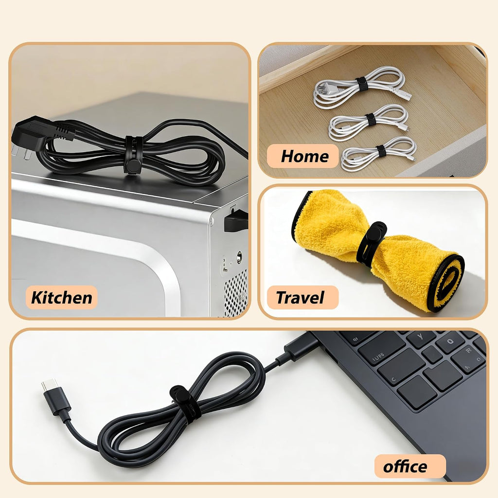 14 Pack Rotatable Cable Clips & Silicone Cable Straps Set