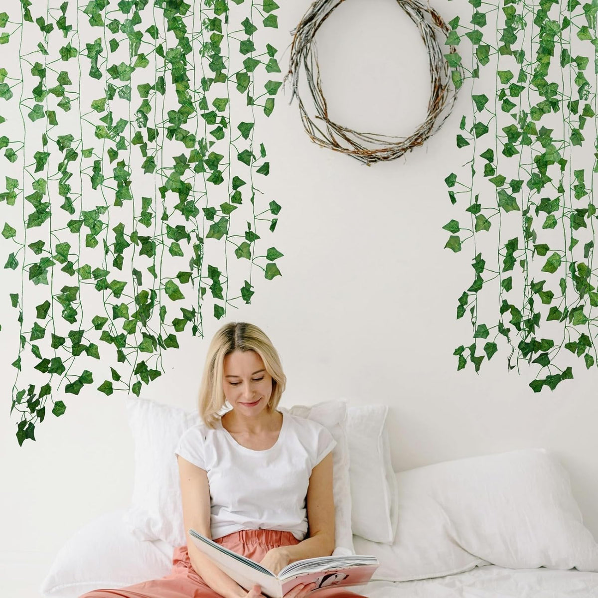 Freyalife Fake Vines for Room Decor(48Pack336Ft) Aesthetic Artificial Plant Ivy Leaves Hanging Greenery Garlands for Home Bedroom Wall Wedding Christmas Party Office patio Indoor, Outdoor Garden Décor