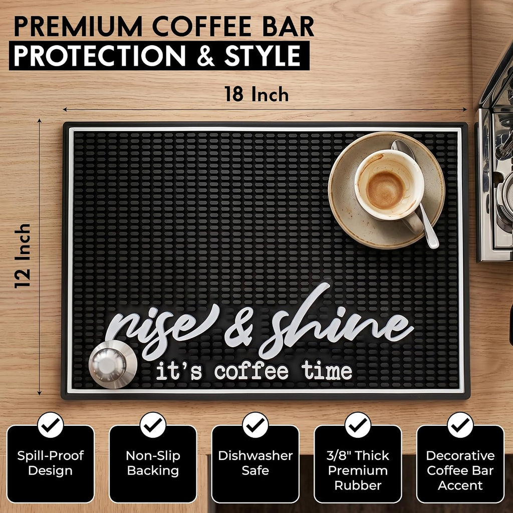 Coffee Bar Mat, Rise and Shine - Coffee Bar Accessories, Station, 18x12