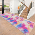 Fluffy Colorful Rug for Bedroom 3x10 ft Kawaii Tie-Dyed Area Rug Non Slip Cute by JiaoBaba